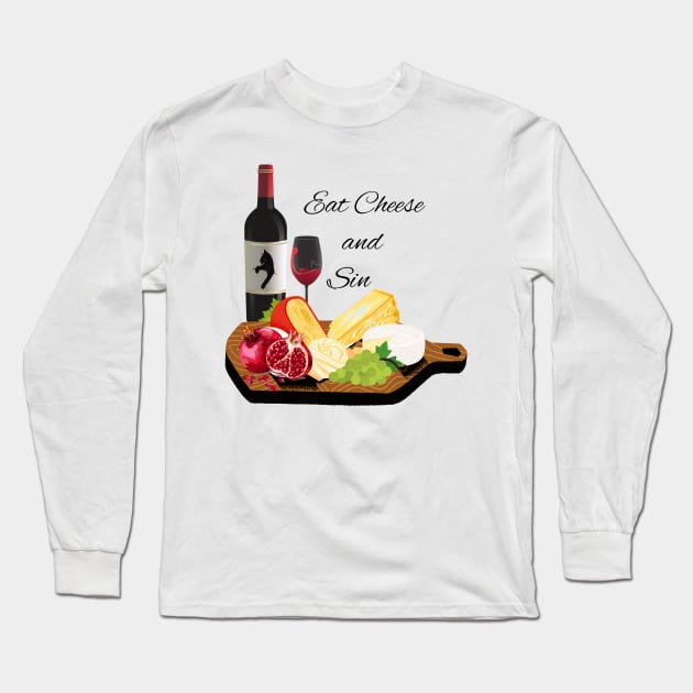 Eat Cheese and Sin Long Sleeve T-Shirt by LylaLace Studio